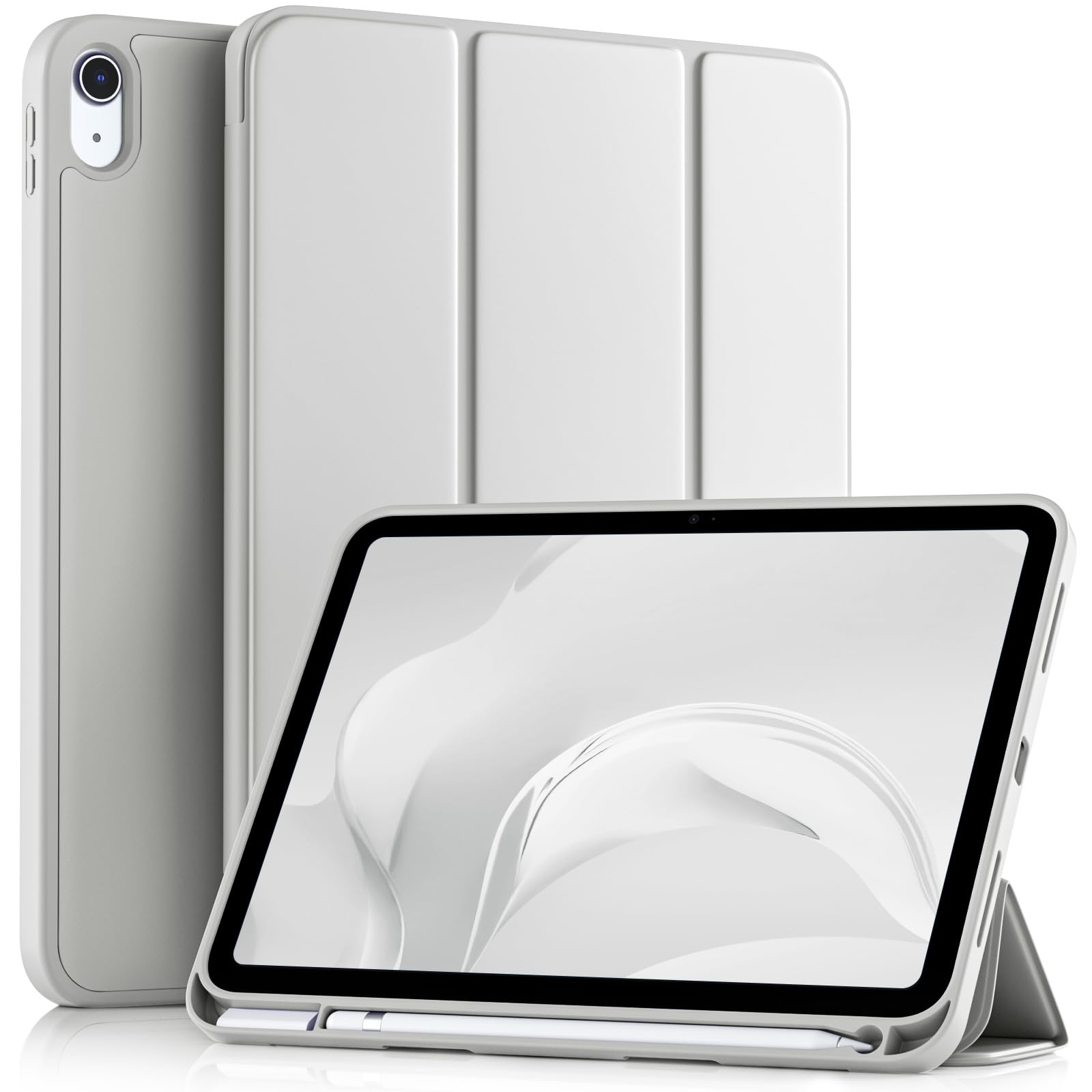 Photo 1 of Akkerds Compatible with iPad (A16) 11th Generation Case 11 Inch 2025, for iPad 10th Generation Case 10.9 Inch 2022 with Pencil Holder, Slim Trifold Stand Protective Cover with Soft TPU Back,Light Gray