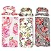 3 Pack Receiving Blanket with Headbands BQUBO Newborn Baby Floral PrintedBaby Shower Swaddle Gift primary