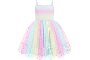 Arshiner Toddler Girls Tulle Dress Rainbow Tutu Birthday Princess Dresses Formal Photoshoot Outfit Summer Clothes 2-6T
