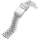 MiLTAT 20mm Super-J Louis 316L Stainless Steel Watch Bracelet Straight End, V-Clasp Brushed