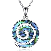 Spiral Necklace 925 Sterling Silver Turquoise/Abalone Swirl Spiral Pendant Necklace Maori Koru Jewelry Gifts For Women Lover