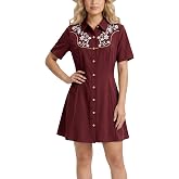 Womens Western Dress Vintage Cowgirl Dress Casual Floral Print Swing Dress Country Concert Outfits Dresses