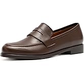 ONEENO Women's Classic Flat Leather Penny Loafer
