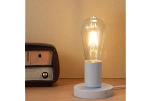 Jacqings Polished Metal Desktop Lamp Base E26 E27 Screw Light Bulb Night Light Base Lamp Replacement, 6 Feet Cord Extension O