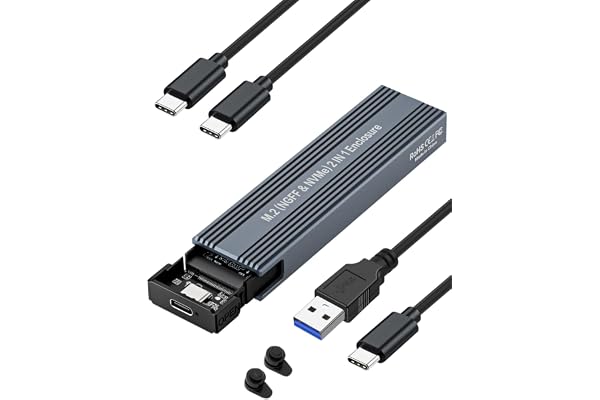 M.2 NVME SATA SSD Enclosure Adapter ,V VCOM Tool-Free USB 3.2 Gen 2 10Gbps NVMe PCI-E 6Gbps SATA M-Key / B+M Key Solid State