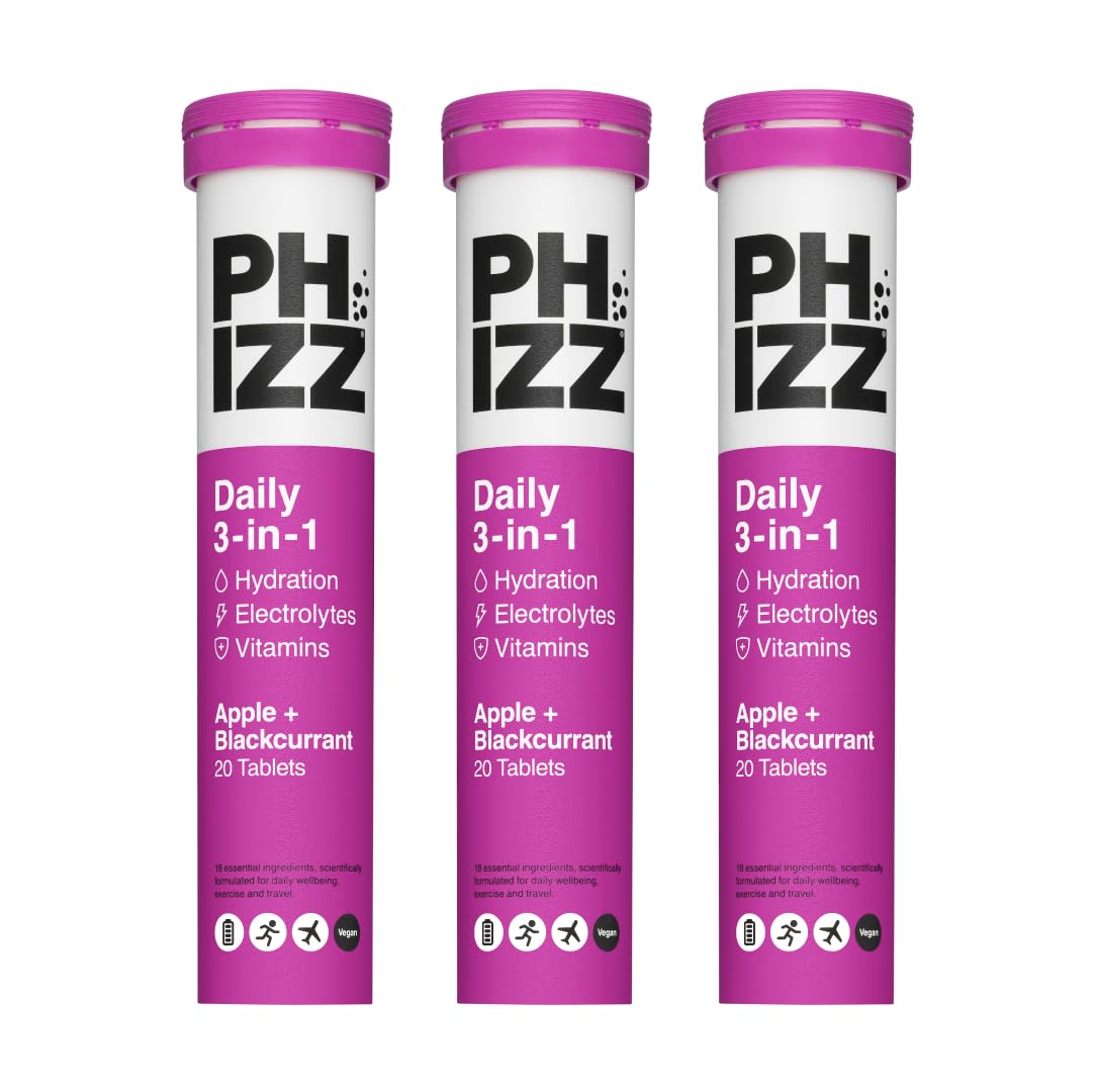Phizz Electrolytes, Multivitamin & Hydration Tablets - 60 Effervescent Rehydration Electrolyte Tablets - 18 Vitamins & Minerals, Vitamin C, Vegan, Vegetarian & Low Calorie