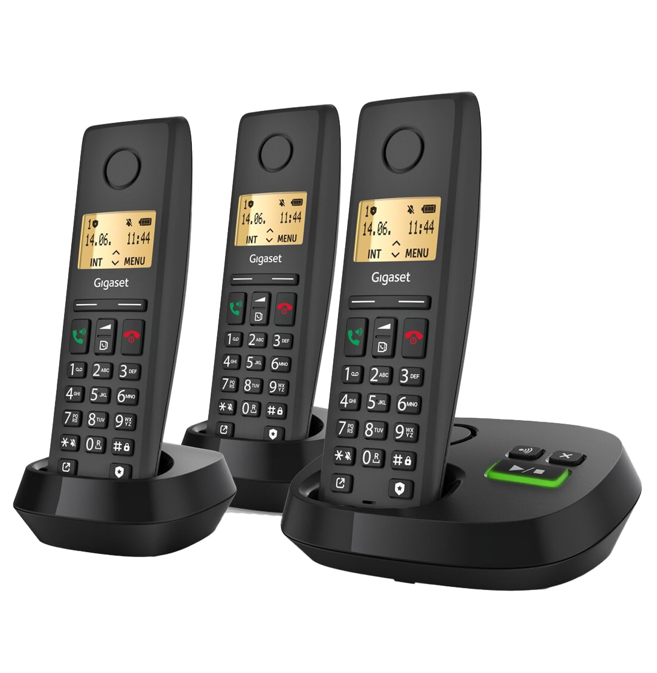 Gigaset PURE 220A Trio - 3 Telefoni Cordless DECT con Segreteria Telefonica - Blocco Chiamate e Funzione Vivavoce - 80 contatti, nero antracite [Compatibile in DE, IT, FR, NL, BE, CHE, AUT]