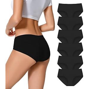 Hodnug Cotton Underwear Womens Full Coverage Hipster Panties Soft Low Rise Breathable Ladies Briefs Multipack