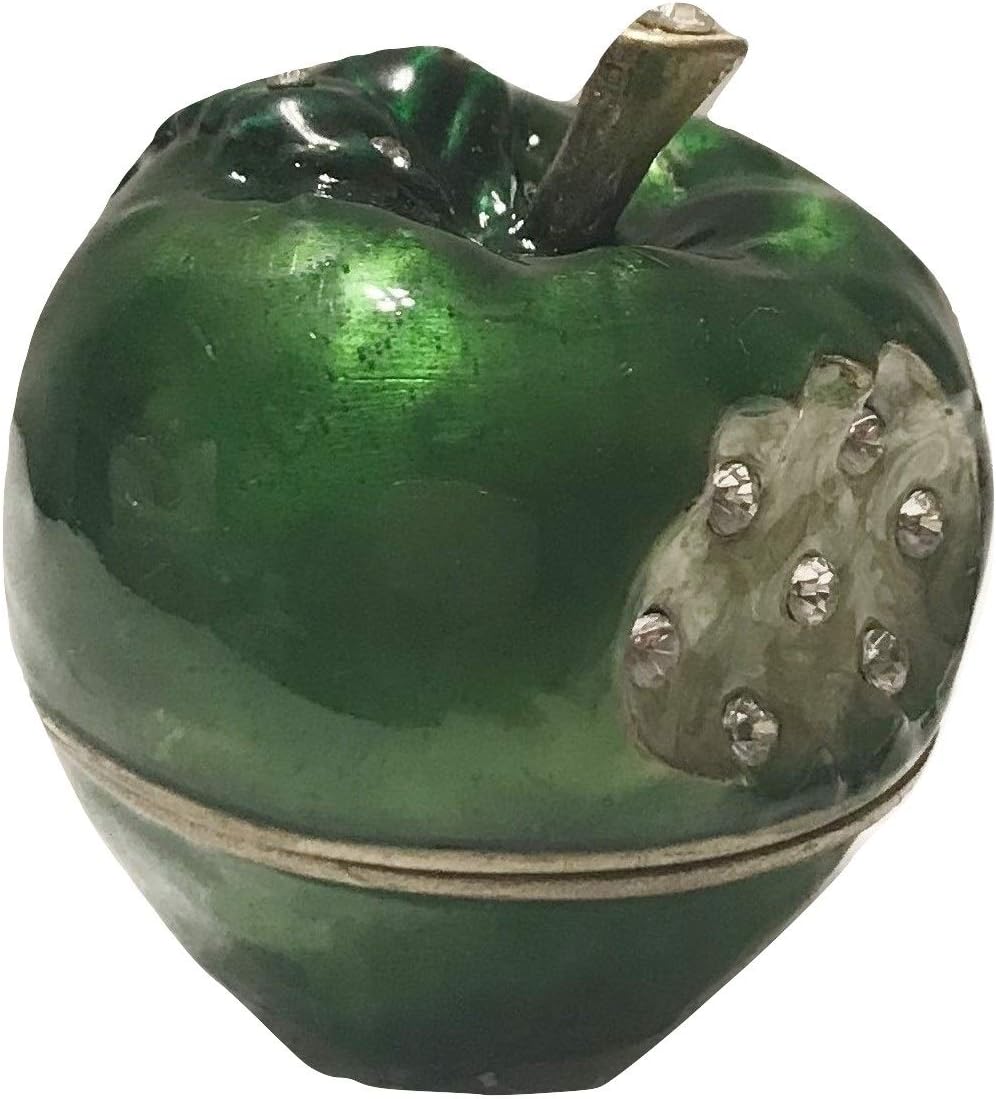 Welforth Fine Pewter Green Bitten Apple Mini Jewelry Trinket Box