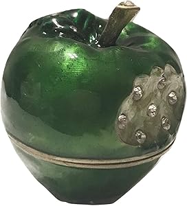 Welforth Fine Pewter Green Bitten Apple Mini Jewelry Trinket Box