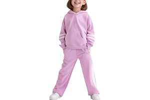 Voxikidio 2025 Girls Sweatsuit Set Cute Hooded Sweatshirt & Jogger Pants with Pocket Casual Outfuts Set