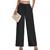 YVH Women's Casual Pants Loose Fit Palazzo Pant Elastic Waist Drawstring Tie Knot Trousers with Pockets