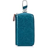 Large Leather Key Case Wallet with 12 Hooks & 1 Keychain/Ring for Men or Women