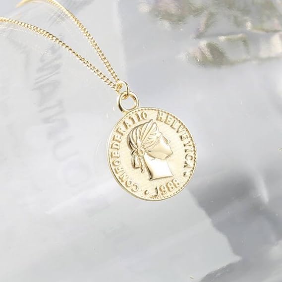 Thumby Münze Porträt Halskette Weibliche 925 Sterling Silber Schlüsselbein Kette Einfache Wilde Hypoallergen Silberschmuck Mo