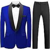 Mens Velvet Suits Slim Fit 2 Piece Tuxedo Suit for Men Solid One Button Shawl Lapel Blazer Jacket & Pants Set for Wedding