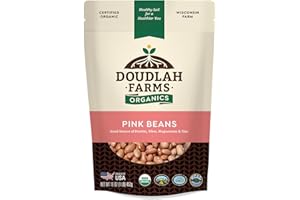 Organic Pink Beans 1 lb - Non-GMO, USDA Organic, Tested Clean Certified, Vegan - Rich in Fiber & Protein for Soups, Burritos, Salads & Chili, Grown in the USA, Farmed On Regenerative Soil From Doudlah Farms