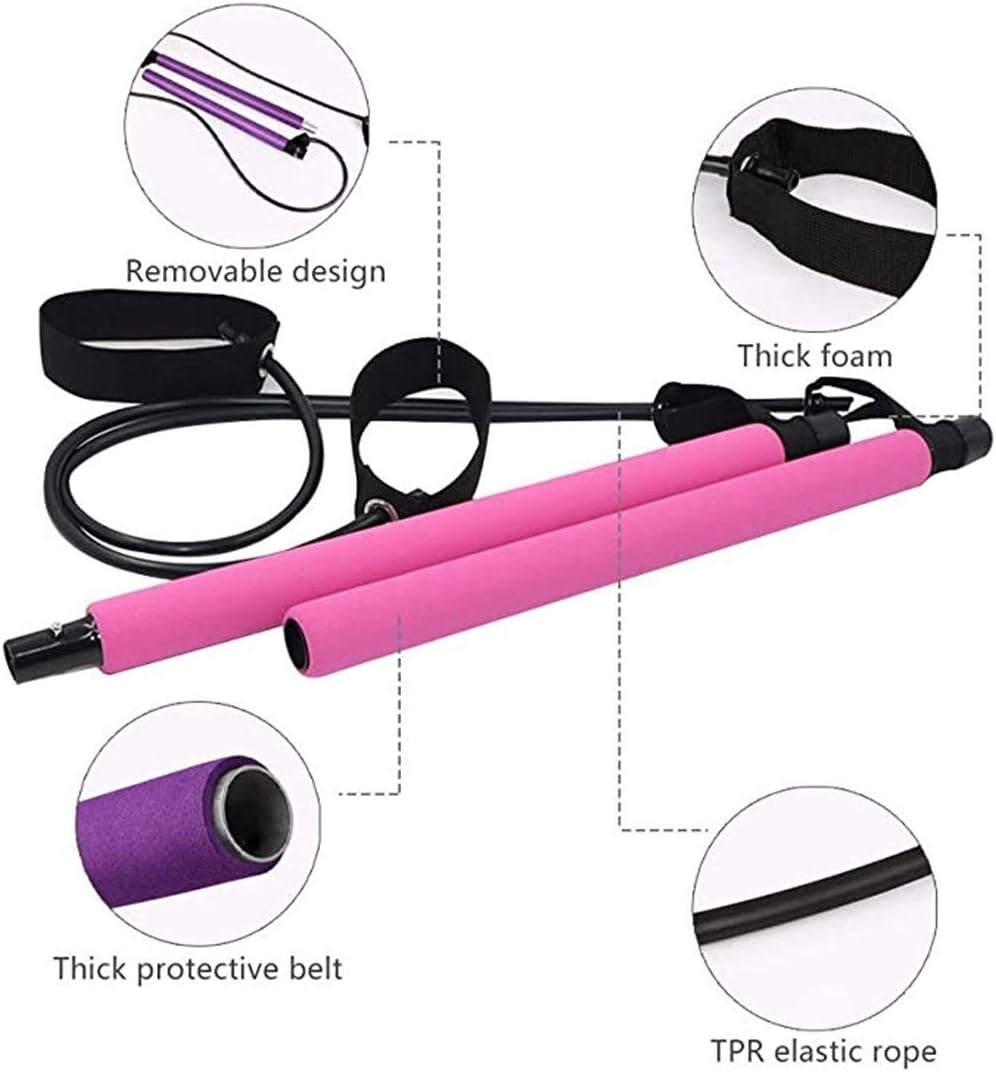 QAZXSW Yoga Resistance Bands Pilates Stick Bodybuilding Crossfit Gym Rubber Tube Elastic Bands Fitness Equipment (Color : Pink)
