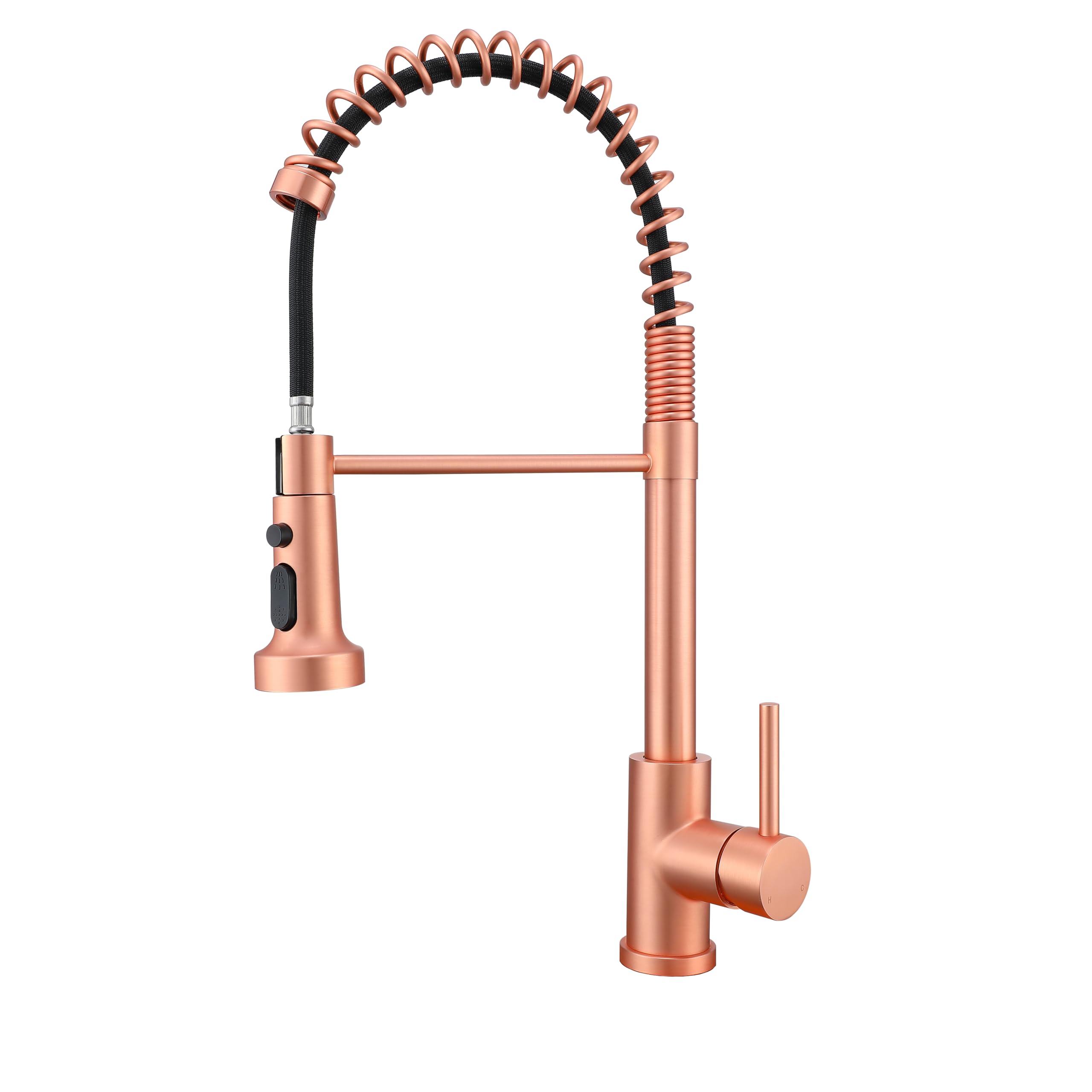 MIFULY Copper Kitchen Tap, Pull Out Sprayer, Commercial, Red Copper Kitchen Mixer Tap