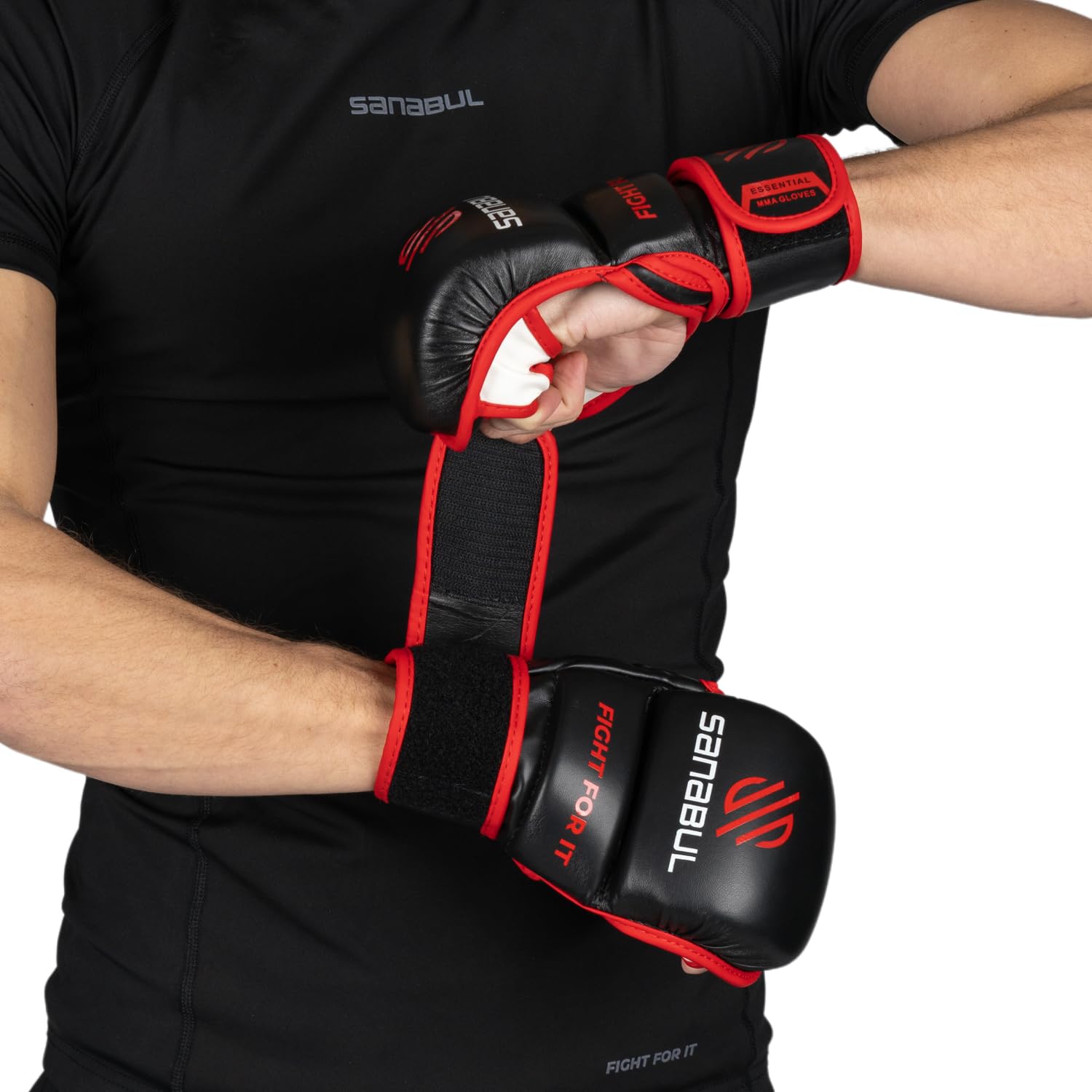 Sanabul Essential 7oz MMA Gloves for Men & Women, Hybrid MMA Martial Arts, Sparring Grappling Training, Padded Kick Boxing Gloves
