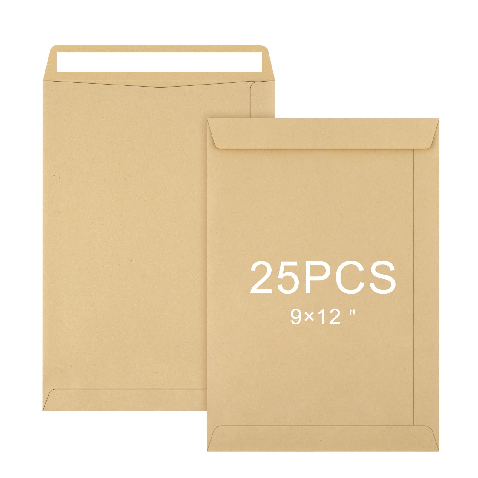25 Packs A4 / C4 Self Seal Pocket Envelopes, Kraft Peel and Seal Envelopes, No Window Design, Letter Envelope for Office, Home, School (Size: 324 x 229 mm)
