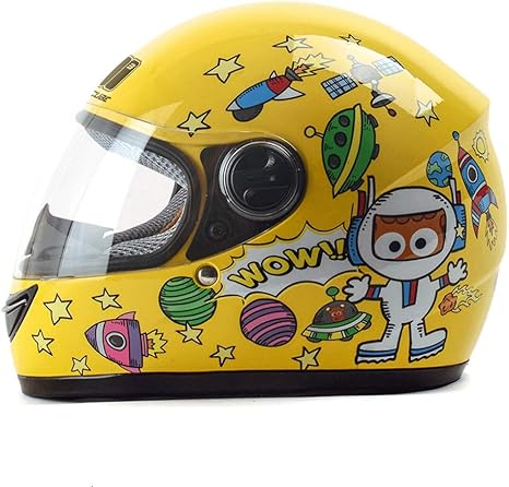 Amazon Co Jp Wxl ヘルメット子供電動バイクフルフェイスヘルメット男の子赤ちゃん漫画冬かわいいハード帽子 Wxl 色 黄 ホーム キッチン