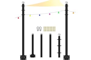 FAIRYRAIN Sun Shade Sail Poles 10FT Outdoor Shade Sail Pole Kit Heavy Duty Steel Post Support Awning Canopy for Deck Patio Outside Backyard(10FT,2pack)
