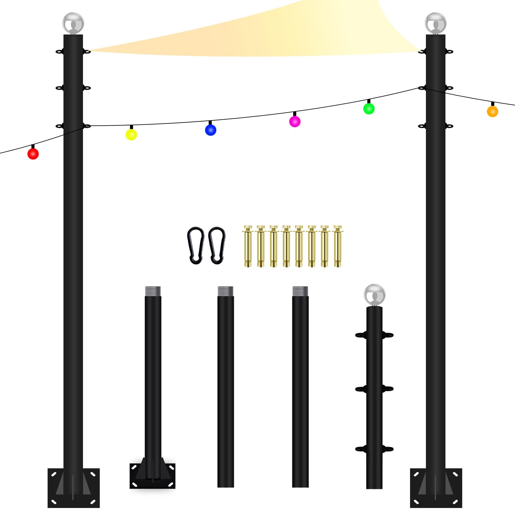 Photo 1 of Sun Shade Sail Poles 10FT Outdoor Shade Sail Pole Kit Heavy Duty Steel Post Support Awning Canopy for Deck Patio Outside Backyard(10FT,2pack)