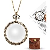 YYHSND 10X Magnifying Glass Necklace Magnifier Necklace Pendant Optical Magnifier with Chain Necklace for Library, Reading, Zooming and Jewelry