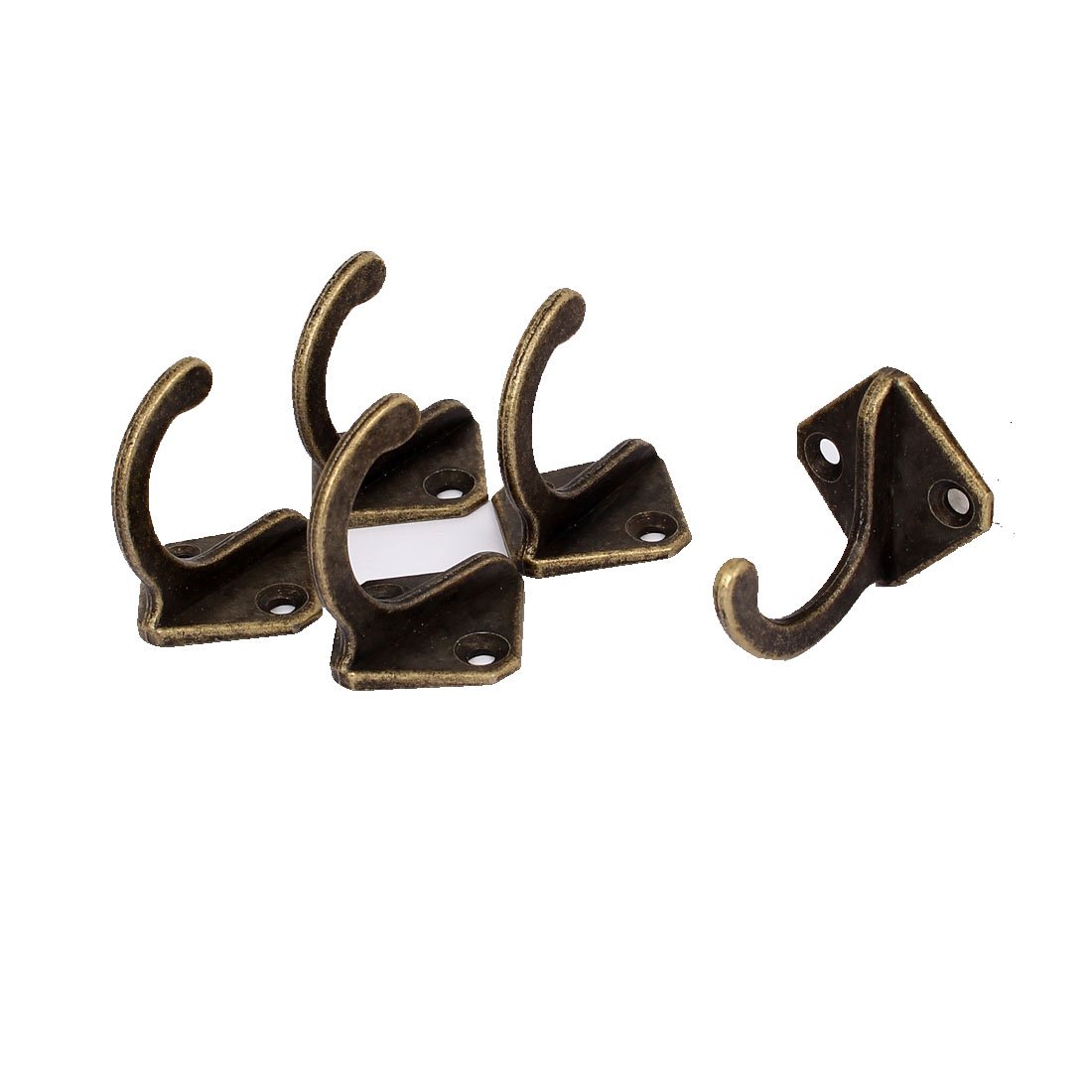 sourcing map 28mm x 28mm Robe Hat Coat Wall Hanging Hook Single Prong Hanger Bronze Tone 5PCS