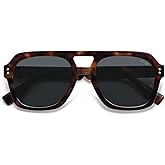 SOJOS Retro Thick Polarized Aviator Sunglasses for Women Men, Large Trendy Bold Square Pilot Shades SJ2385