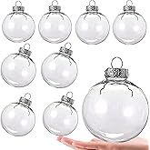 Yckeogln 8 Pcs DIY Clear Plastic Fillable Balls Ornament-Christmas Ornaments Balls,3.15Inch Removable Top Clear Hanging Ball for Halloween,Christmas,Birthday,Wedding,Party,XmasDecorm,DIY Crafts(80mm)