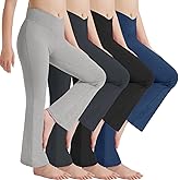 EXARUS 4 Pack Girls Leggings Teen Yoga Pants Crossover V Waist Ankle/Full Length High Waisted for Sports Tween Casual