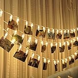 Photo clips string lights Battery Powered, 20 LED 10ft Warm white Lights for Bedroon Wedding Party Christmas Propose Indoor Home Decor Lights for Hanging Photos, Cards, Memos and Artwork, EIISON