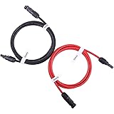 iGreely 1 Pair 6 Feet Black + 6 Feet Red 10AWG(6mm²) Solar Panel Extension Cable Wire with Female and Male Connectors