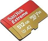 SanDisk Extreme 512GB microSDXC Card A2 U3 V30 160MB/s + SD Adapter Red/Gold
