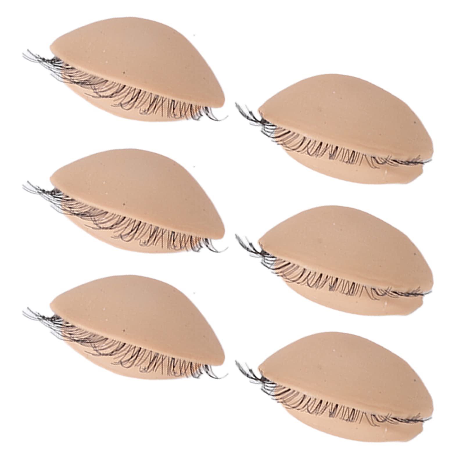 Uxsiya Mannequin Head Eyelids, Eyelash Grafting Practice 3 Pairs Silicone Eyelids with Eyelashes Replaceable for Salon(color)