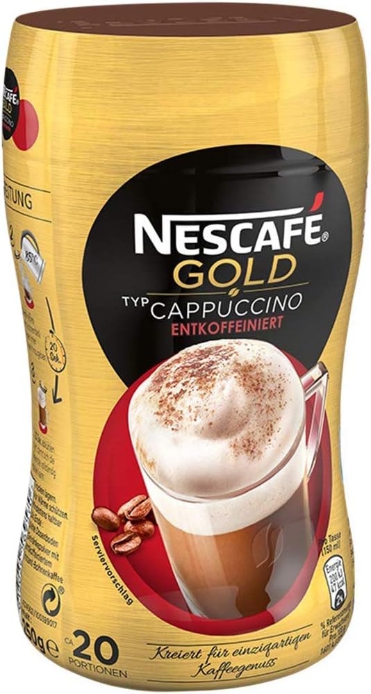 Nescafé Gold Cappuccino Décaféiné, Café en Grains Soluble