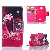 Yakamoz Floral Love Heart Leather Flip Card Slots Wallet Stand Case for LG Optimus F60, LG Transpyre, LG Tribute LS660 with Free Screen Protector & Stylus Pen