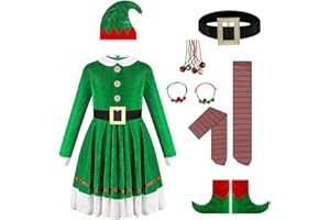 VBGIETY Elf Costume Christmas Jacket Belt Pants Holiday Green Party Outfits for Adults Couples Elf Costume for Women