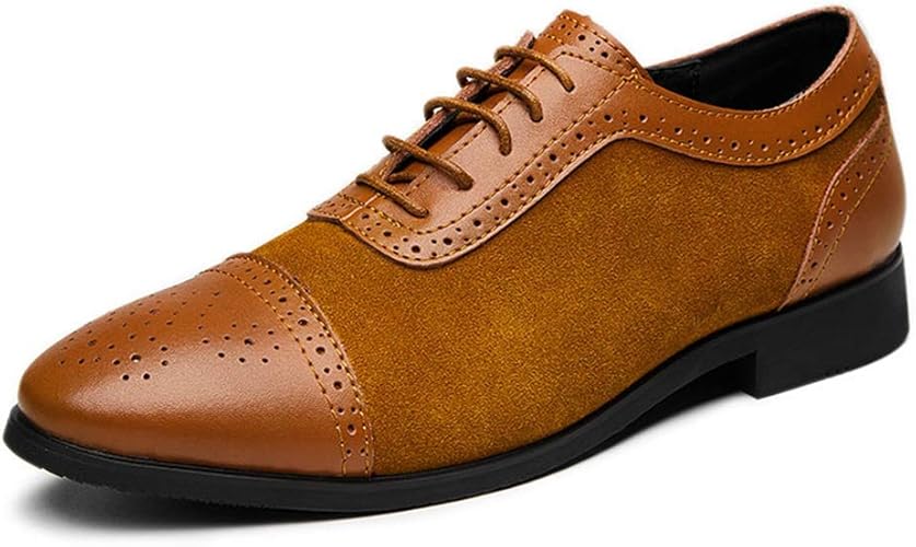 Amazon ジョイジョイ ビジネス カジュアルシューズ ウィングチップ スエード 革靴 メンズ レースアップ 内羽根 お洒落 パッチワーク 大きいサイズ 防滑 通気性 スエード ソフト 夏 ウォーキング 四節通用 ブラック Joyjoy ジョイジョイ ビジネスシューズ