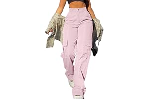 SDNGED Cargo Pants for Women High Waisted Casual Pants Work Pants Baggy Stretchy Wide Leg Y2K Streetwear with Pockets