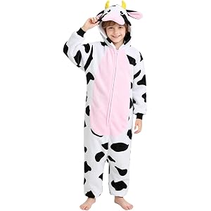 Cow Costume Kids Halloween One Piece 𝑷𝒂𝒋𝒂𝒎𝒂𝒔 Funny Cosplay Rompers | Cow Costume for Girls Boys,Oversized One Piece Ho