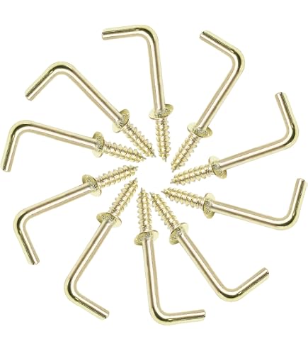 Screw In 50 PCS 1-1/4 Inch Brass L-Shape Self-Tapping Screw Hooks Right ...