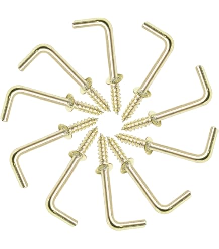 50-Pack Antique Brass L-Shape Screw Hooks - 1.8" Right Angle Hooks For Hanging, Vintage Bronze Finish (50 Count)