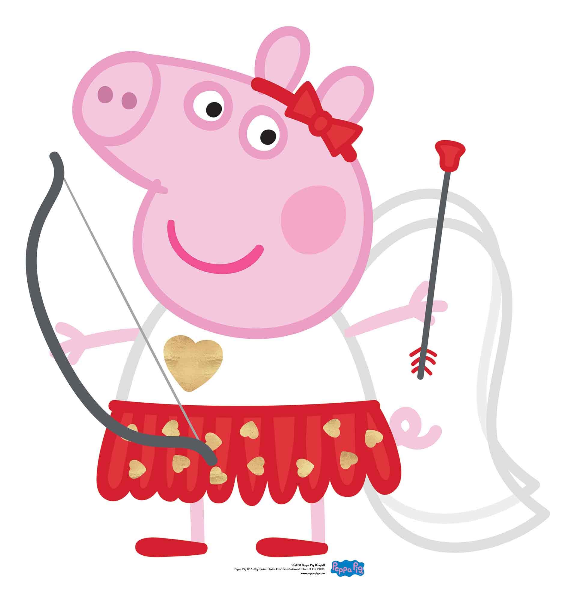 SC1591 Peppa Pig Cupid Bow& Arrow Lifesize Cardboard Cutouts/Standee/Stand Up Great Talking Point, Fun for Events and Parties