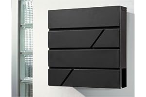 FINE ART LIVING Large Capacity Waterproof & Rust-Proof Wall Mount Mailbox with Newspaper Magazine Holder, Galvanized Steel Secured Hanging Postbox with Lock & Keys, Size: 4.3" D x 14.3" W x 14.3" H