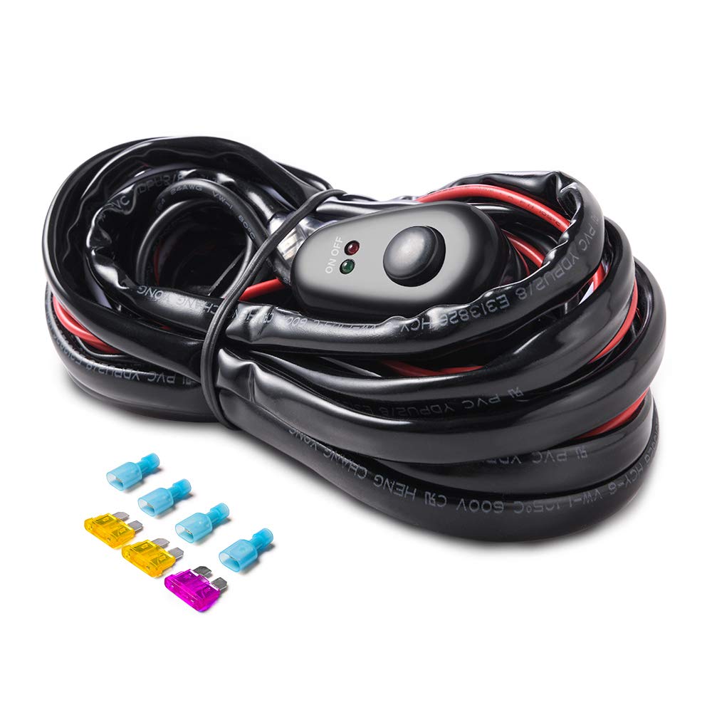 Amazon.com: MICTUNING LED Light Bar Wiring Harness Off Road Power 40A Relay  Fuse ON-Off Switch (2 Lead): Automotive