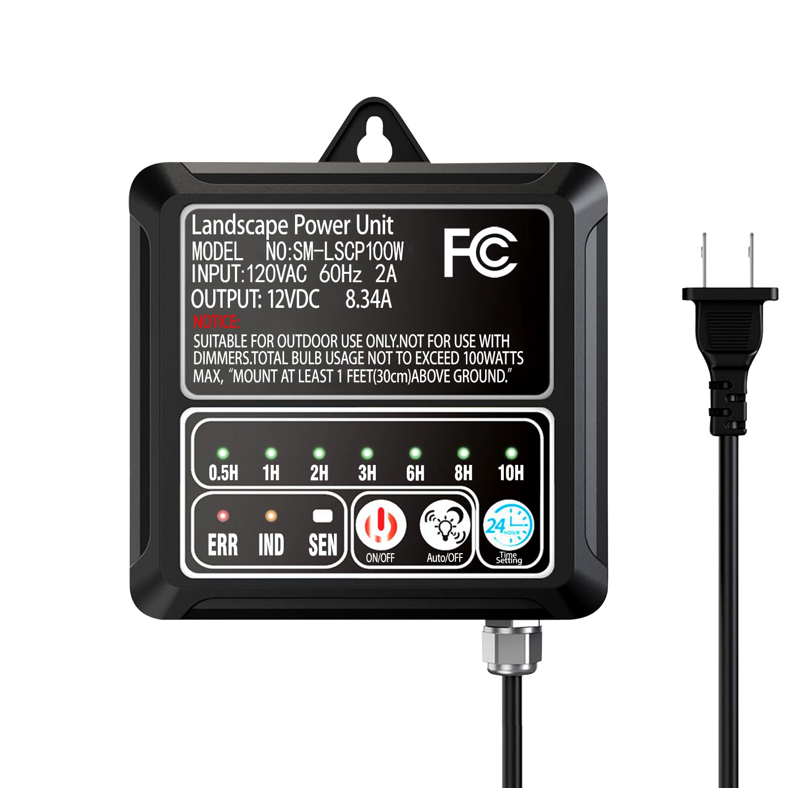 Photo 1 of 12V 100W Low Voltage Landscape Transformer with Timer and Photocell Eensor, 120V AC to 12V DC Landscape Lighting Transformer for LED Lights