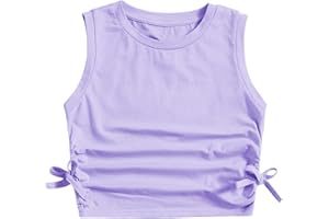 Milumia Girl's Ink Splark Ruched Knot Side Knit Sleeveless Crop Tank Tops