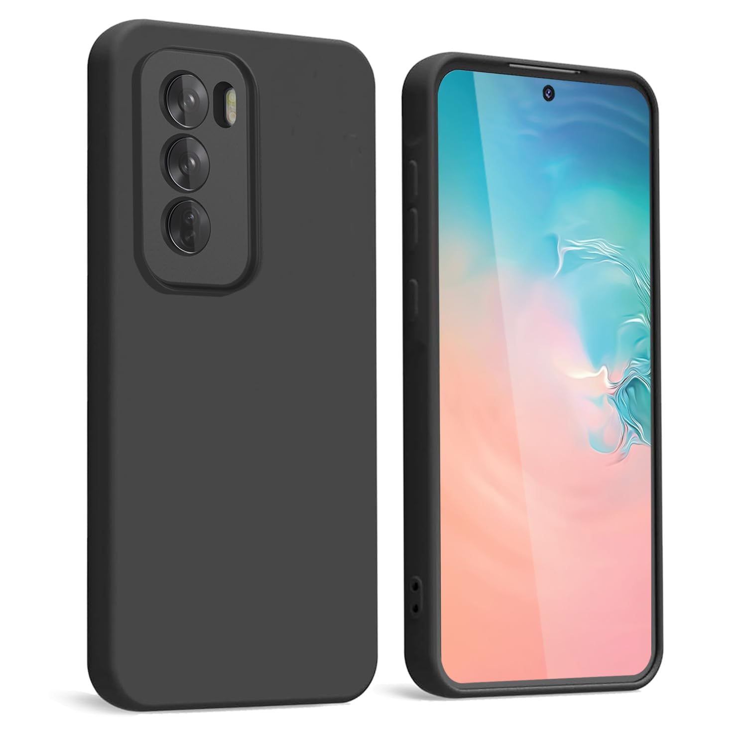 WBWONE Case for OPPO Reno 12 Pro 5G / Reno12 Pro 5G, Slim Non-Slip Flexible Soft TPU Protective Shock Absorption Cover Soft Lining Phone Shell Bumper - Black